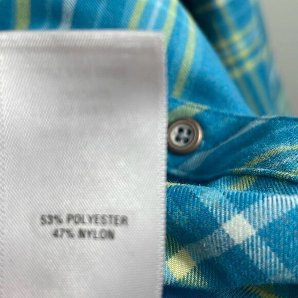 Cabela’s aqua & yellow spring plaid classic button front shirt pockets 2XL - Picture 11 of 12